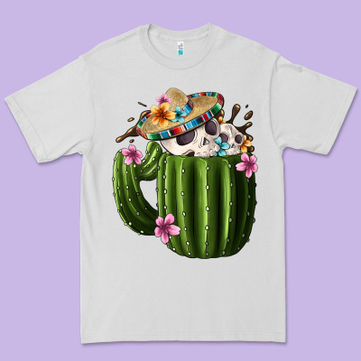Day Of The Dead Mexican Cactus Premium Tee Designed By Fadigitalartstudio