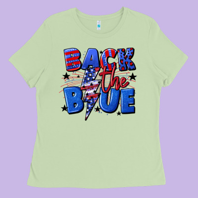 Back The Blue With Lightning Bolt 4th Of July Ladies Tee Designed By Cowgirlartshop