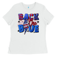 Back The Blue With Lightning Bolt 4th Of July Ladies Tee | Teevron