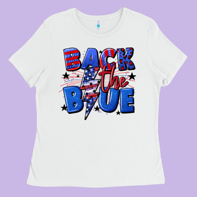 Back The Blue With Lightning Bolt 4th Of July Ladies Tee Designed By Cowgirlartshop