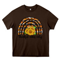 Chocolate Brown Thankful Vibes Only Heavy Core Tee - CowhideDigitalArt