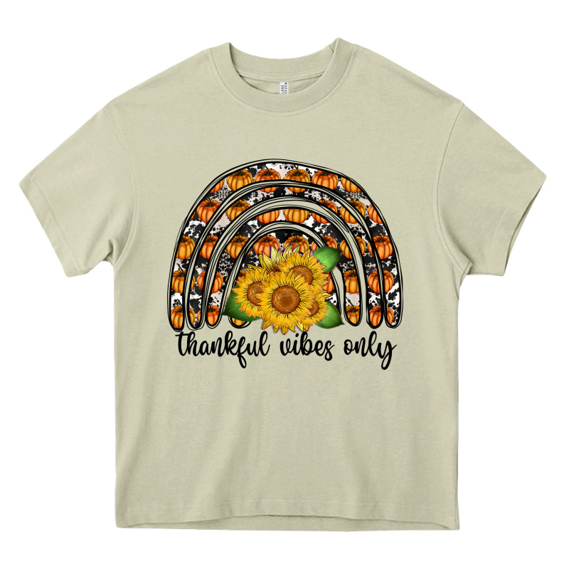 Thankful Vibes Only Heavy Core Tee by CowhideDigitalArt | Teevron