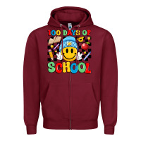 Burgundy 100 days of school Zipper Hoodie - Artiststas
