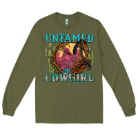 Army Green untamed cowgirl Long Sleeve Tee - NancyCooperArtShop