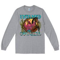 Heather Grey untamed cowgirl Long Sleeve Tee - NancyCooperArtShop