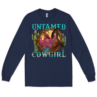 Navy untamed cowgirl Long Sleeve Tee - NancyCooperArtShop