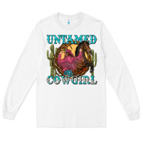 White untamed cowgirl Long Sleeve Tee - NancyCooperArtShop