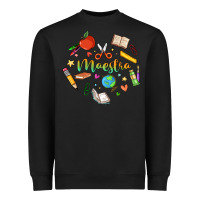 Black maestra teacher heart doodle Heavyweight Sweatshirt - MaliasSmallBusiness