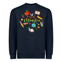 Navy maestra teacher heart doodle Heavyweight Sweatshirt - MaliasSmallBusiness