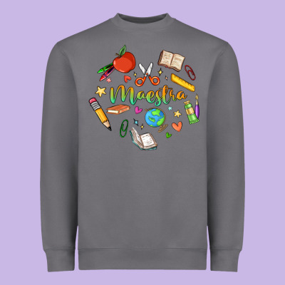 Maestra Teacher Heart Doodle Heavyweight Sweatshirt Designed By Maliassmallbusiness