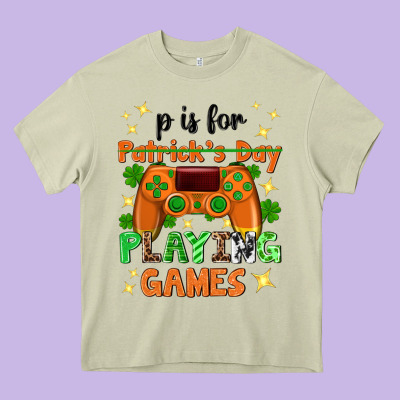 P Is Patrick's Day Playing Games Heavy Core Tee Designed By Neo Western