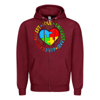 Burgundy autism awareness puzzle heart love understand advo Zipper Hoodie - Artiststas
