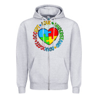 Heather Grey autism awareness puzzle heart love understand advo Zipper Hoodie - Artiststas