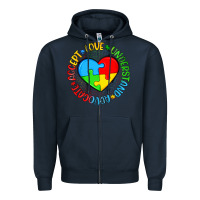 Navy autism awareness puzzle heart love understand advo Zipper Hoodie - Artiststas
