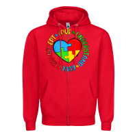 Red autism awareness puzzle heart love understand advo Zipper Hoodie - Artiststas