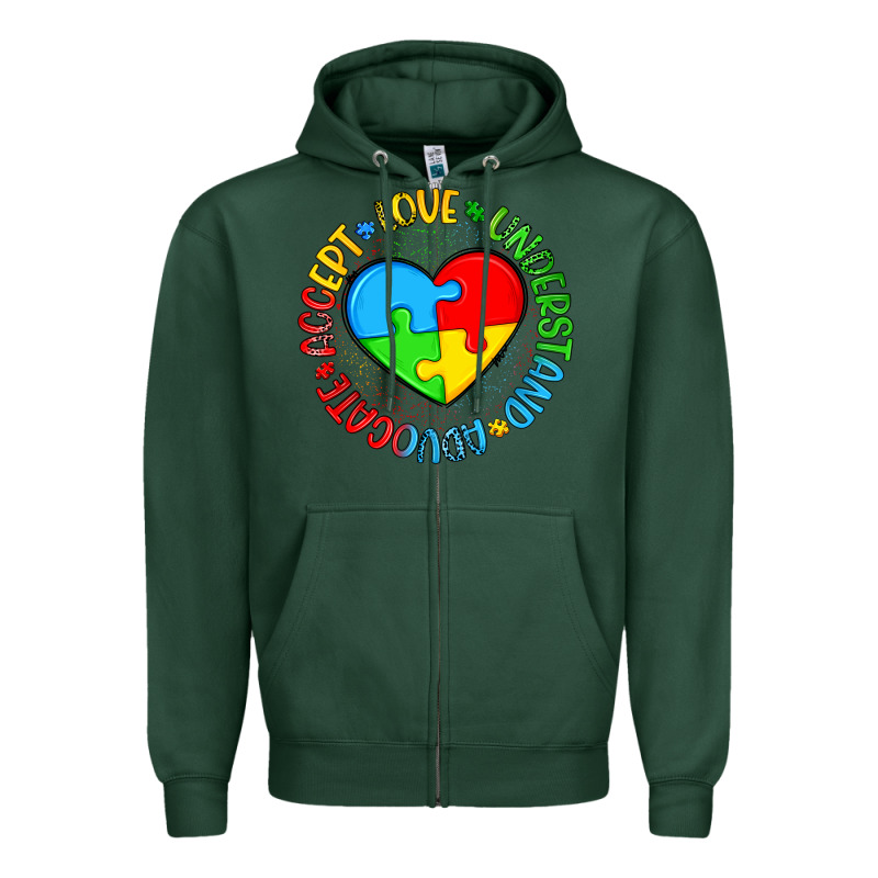 Autism Awareness Puzzle Heart Love Understand Advo Zipper Hoodie by Artiststas | Teevron