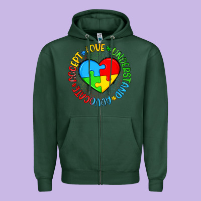 Autism Awareness Puzzle Heart Love Understand Advo Zipper Hoodie Designed By Artiststas