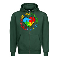 Sports Green autism awareness puzzle heart love understand advo Zipper Hoodie - Artiststas
