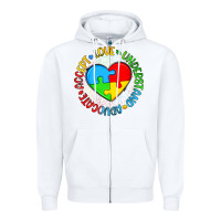 White autism awareness puzzle heart love understand advo Zipper Hoodie - Artiststas