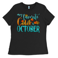 Black my favorite color is october Ladies Tee - HRA Design Shop