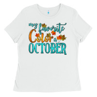 White my favorite color is october Ladies Tee - HRA Design Shop