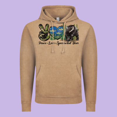Peace Love Spectacled Bear Vintage Hoodie Designed By Lillyallendesigns