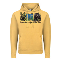 Vintage Mustard Peace Love Spectacled Bear Vintage Hoodie - LillyAllenDesigns