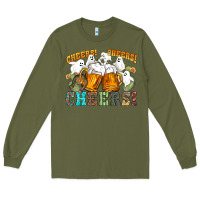 Army Green western cheers with ghosts Long Sleeve Tee - NancyCooperArtShop