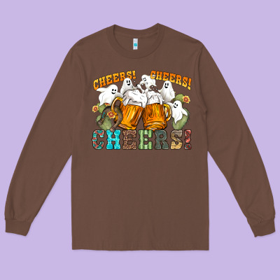 Western Cheers With Ghosts Long Sleeve Tee Designed By Nancycooperartshop