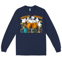 Navy western cheers with ghosts Long Sleeve Tee - NancyCooperArtShop