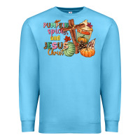 Ocean Blue Pumpkin spice and Jesus christ Premium Sweatshirt - NancyCooperArtShop