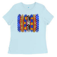 Baby Blue American police brushstrokes Ladies Tee - Neo Western