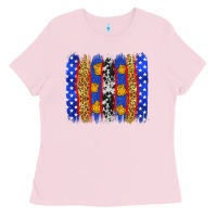 Bubblegum Pink American police brushstrokes Ladies Tee - Neo Western