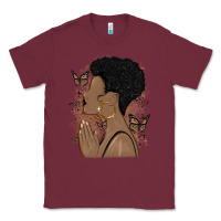 Burgundy black woman praying Classic Tee - MaliasSmallBusiness
