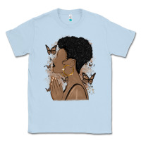 Dusty Blue black woman praying Classic Tee - MaliasSmallBusiness