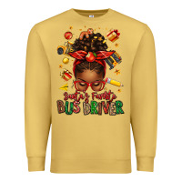 Antique Gold santas favorite school bus driver afro messy bun Premium Sweatshirt - texasbilliewilder