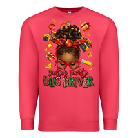 Cardinal santas favorite school bus driver afro messy bun Premium Sweatshirt - texasbilliewilder