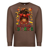 Chestnut santas favorite school bus driver afro messy bun Premium Sweatshirt - texasbilliewilder