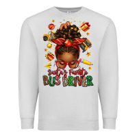 Dove Grey santas favorite school bus driver afro messy bun Premium Sweatshirt - texasbilliewilder