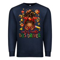Navy santas favorite school bus driver afro messy bun Premium Sweatshirt - texasbilliewilder
