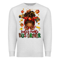 Oatmeal Heather santas favorite school bus driver afro messy bun Premium Sweatshirt - texasbilliewilder