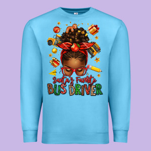 Santas Favorite School Bus Driver Afro Messy Bun Premium Sweatshirt Designed By Texasbilliewilder