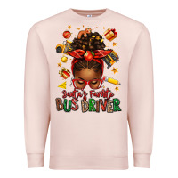 Pale Pink santas favorite school bus driver afro messy bun Premium Sweatshirt - texasbilliewilder