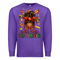 Purple santas favorite school bus driver afro messy bun Premium Sweatshirt - texasbilliewilder