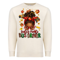Sandshell santas favorite school bus driver afro messy bun Premium Sweatshirt - texasbilliewilder