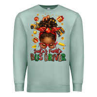 Seafoam santas favorite school bus driver afro messy bun Premium Sweatshirt - texasbilliewilder