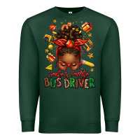 Sports Green santas favorite school bus driver afro messy bun Premium Sweatshirt - texasbilliewilder