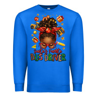 True Royal santas favorite school bus driver afro messy bun Premium Sweatshirt - texasbilliewilder