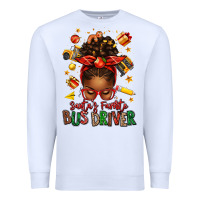 White santas favorite school bus driver afro messy bun Premium Sweatshirt - texasbilliewilder