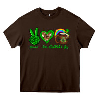 Chocolate Brown Peace love luck St. Patrick's Day Heavy Core Tee - Neo Western